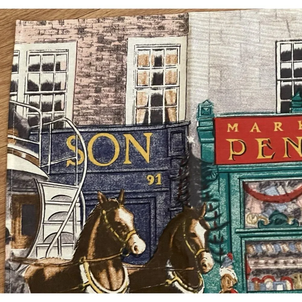 Vintage Tea Towel Marks & Spencer Penny Bazaar 100% Cotton Made In UK Christmas - Picture 2 of 11
